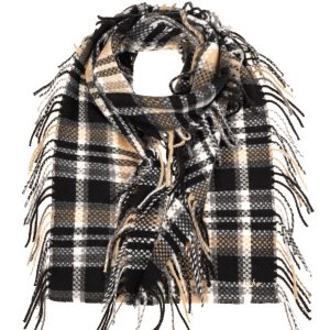 Vintage Plaid Side Fringe Scarf