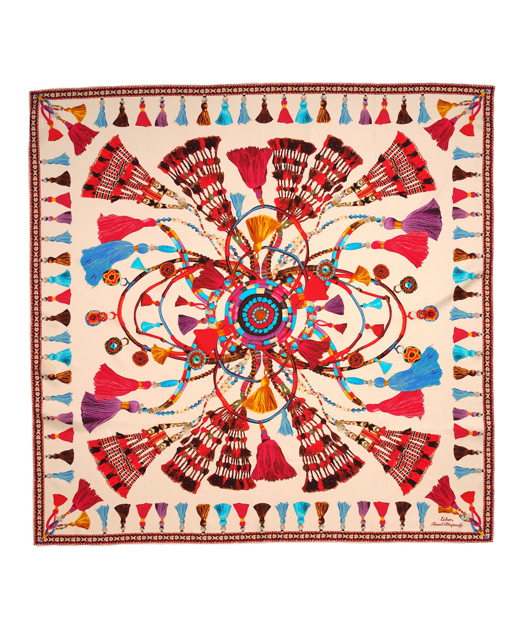 Tassel Rhapsody 35 Silk Square Scarf