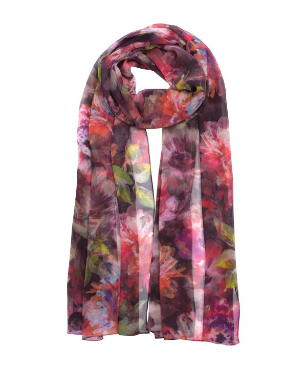Hazy Floral Silk Crinkle Wrap