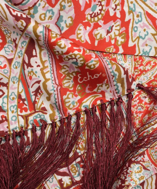 Paisley Silk Tubular Fringe Scarf - Image 3