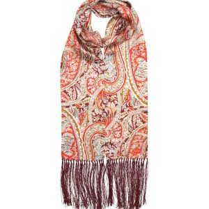 Paisley Silk Tubular Fringe Scarf
