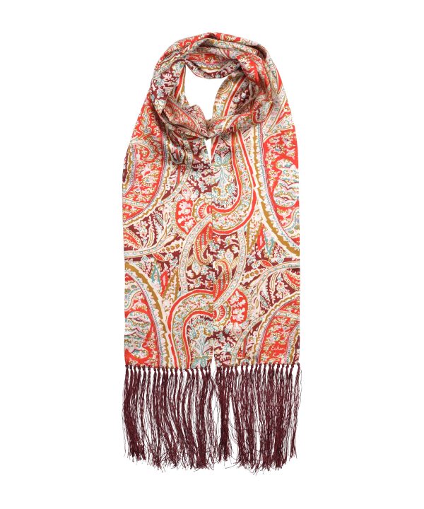 Paisley Silk Tubular Fringe Scarf