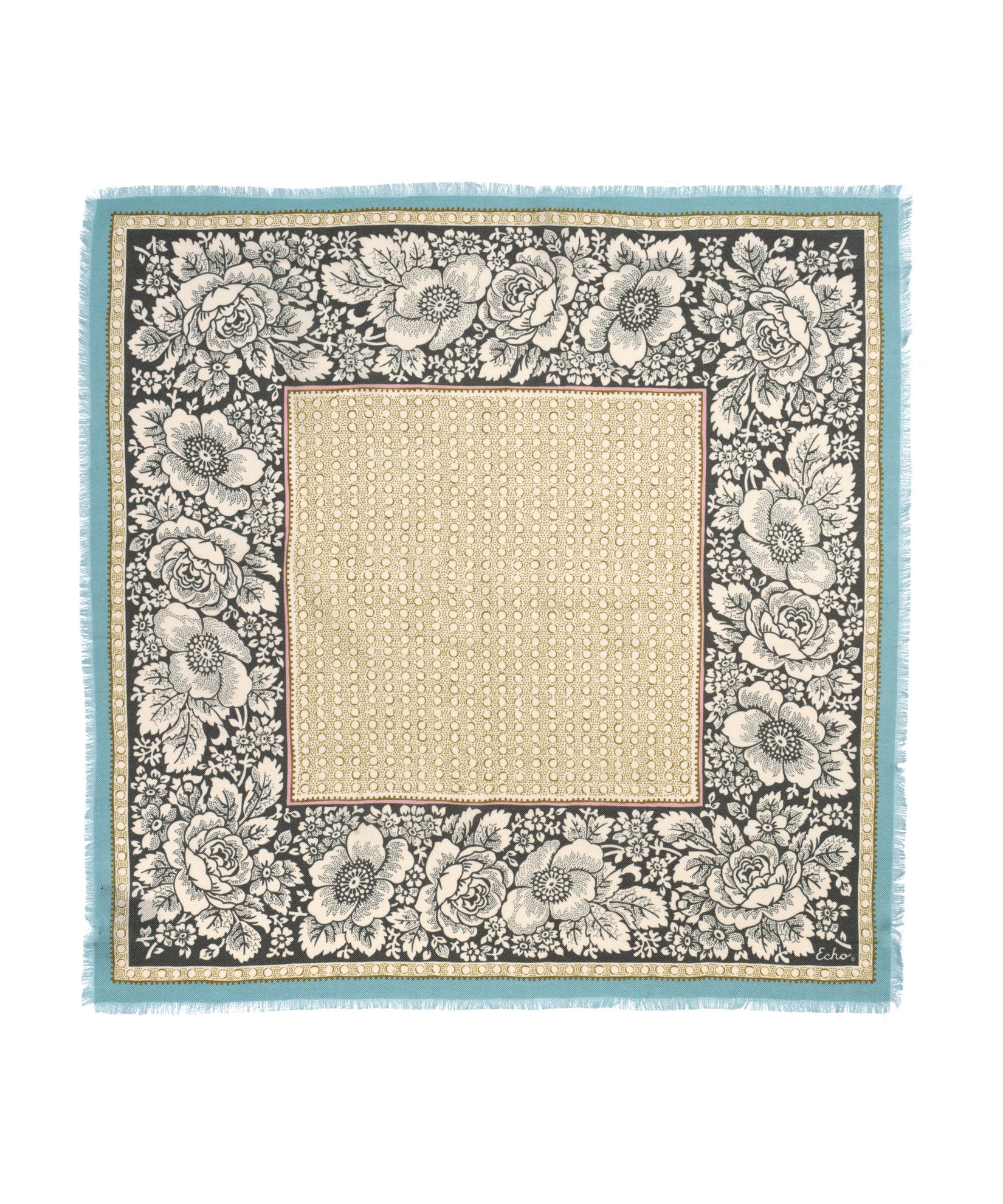 Vintage Floral Dot Wool Bandana