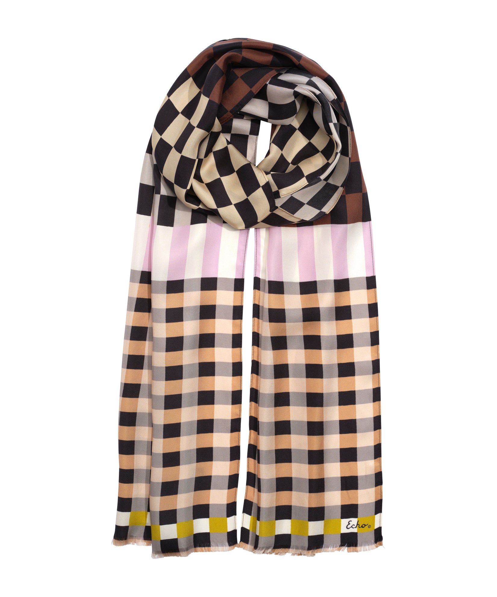 Checks Checks Silk Oblong Scarf