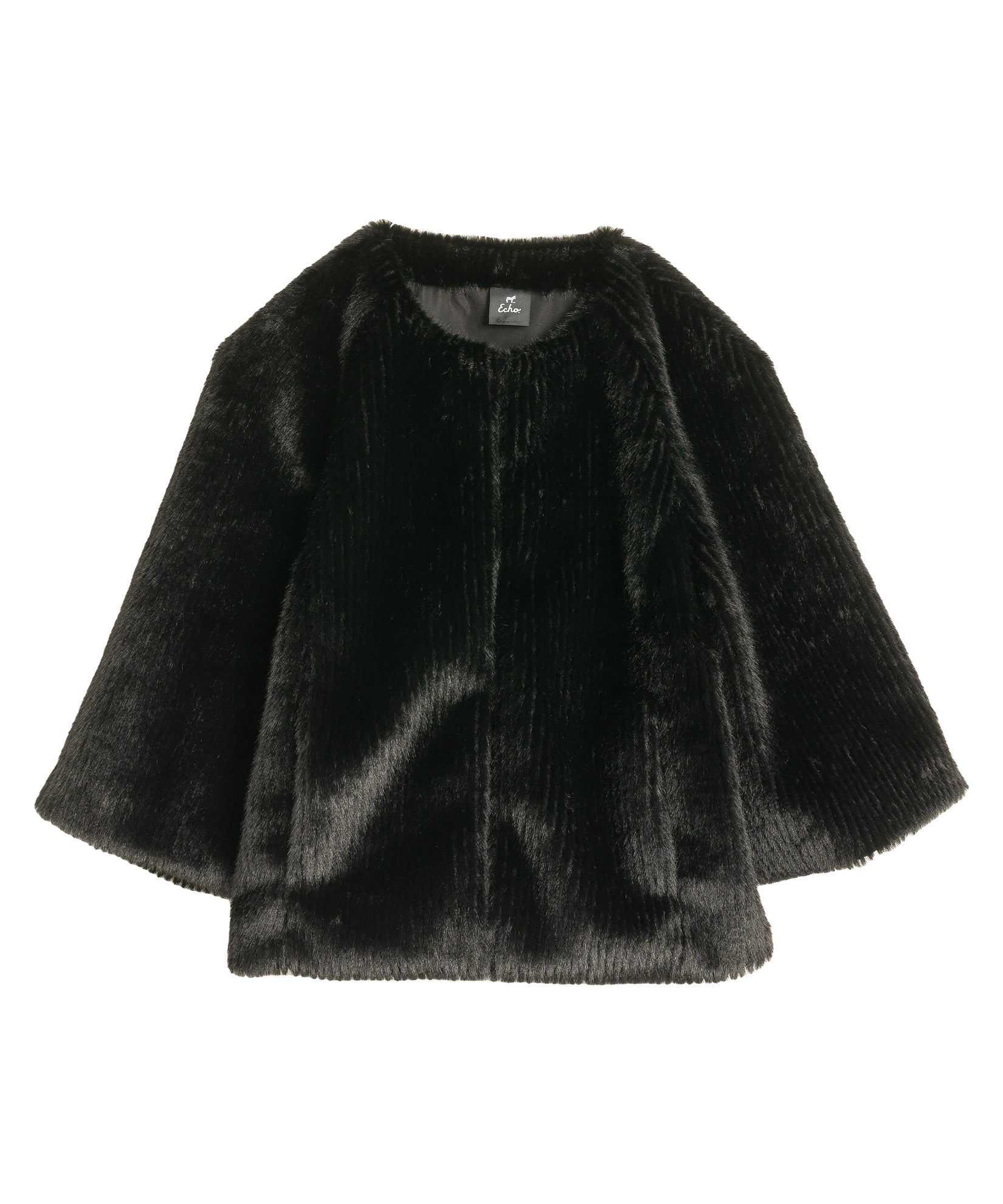 Collarless Fur Jacket With Raglan Sleeves - Image 7