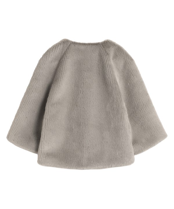 Collarless Fur Jacket With Raglan Sleeves - Image 3