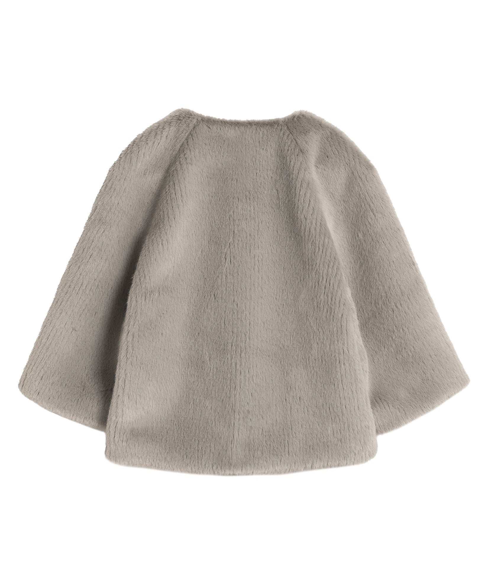 Collarless Fur Jacket With Raglan Sleeves - Image 3