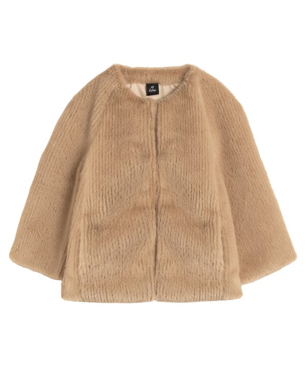 Collarless Fur Jacket With Raglan Sleeves - Image 12
