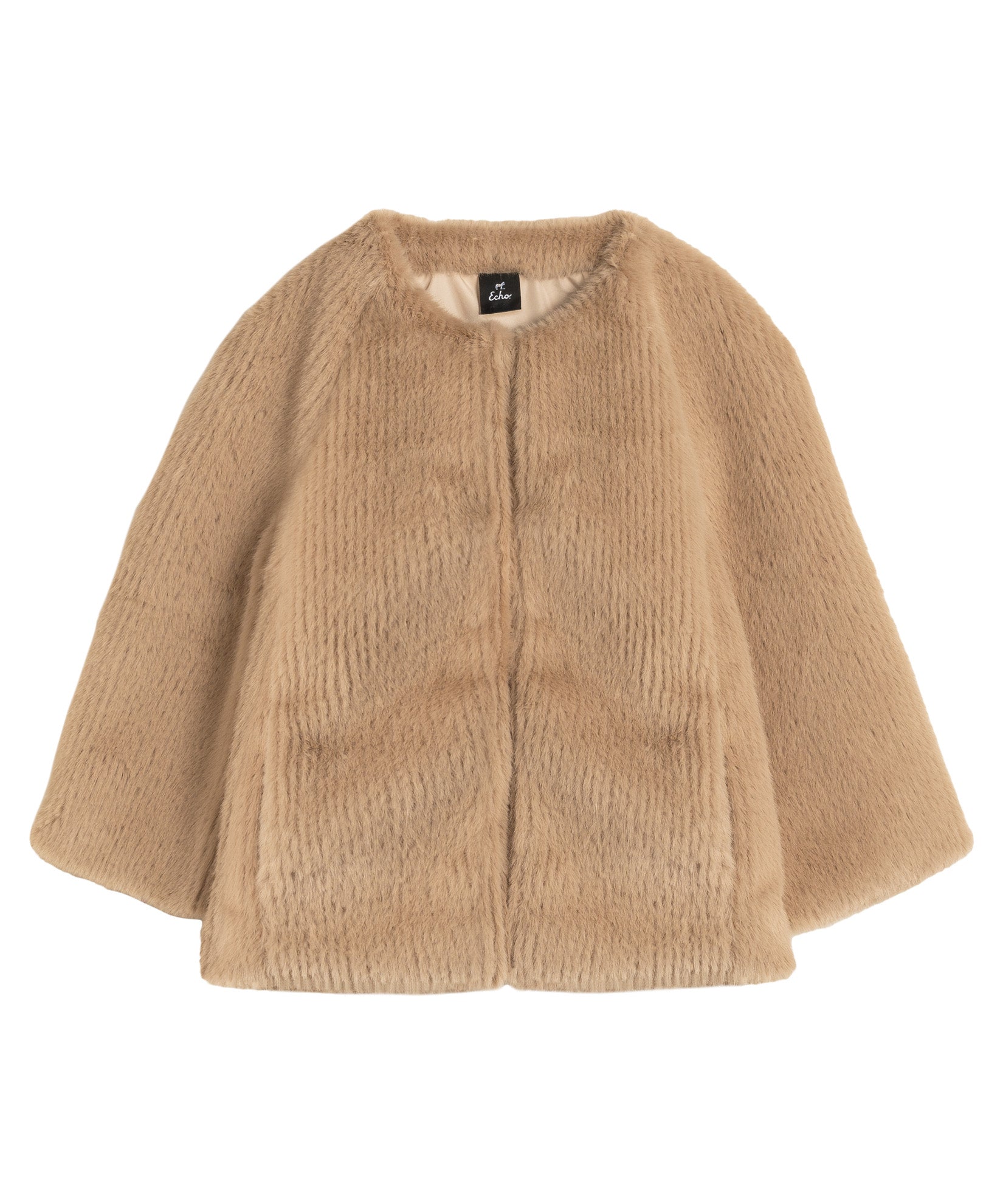 Collarless Fur Jacket With Raglan Sleeves - Image 12