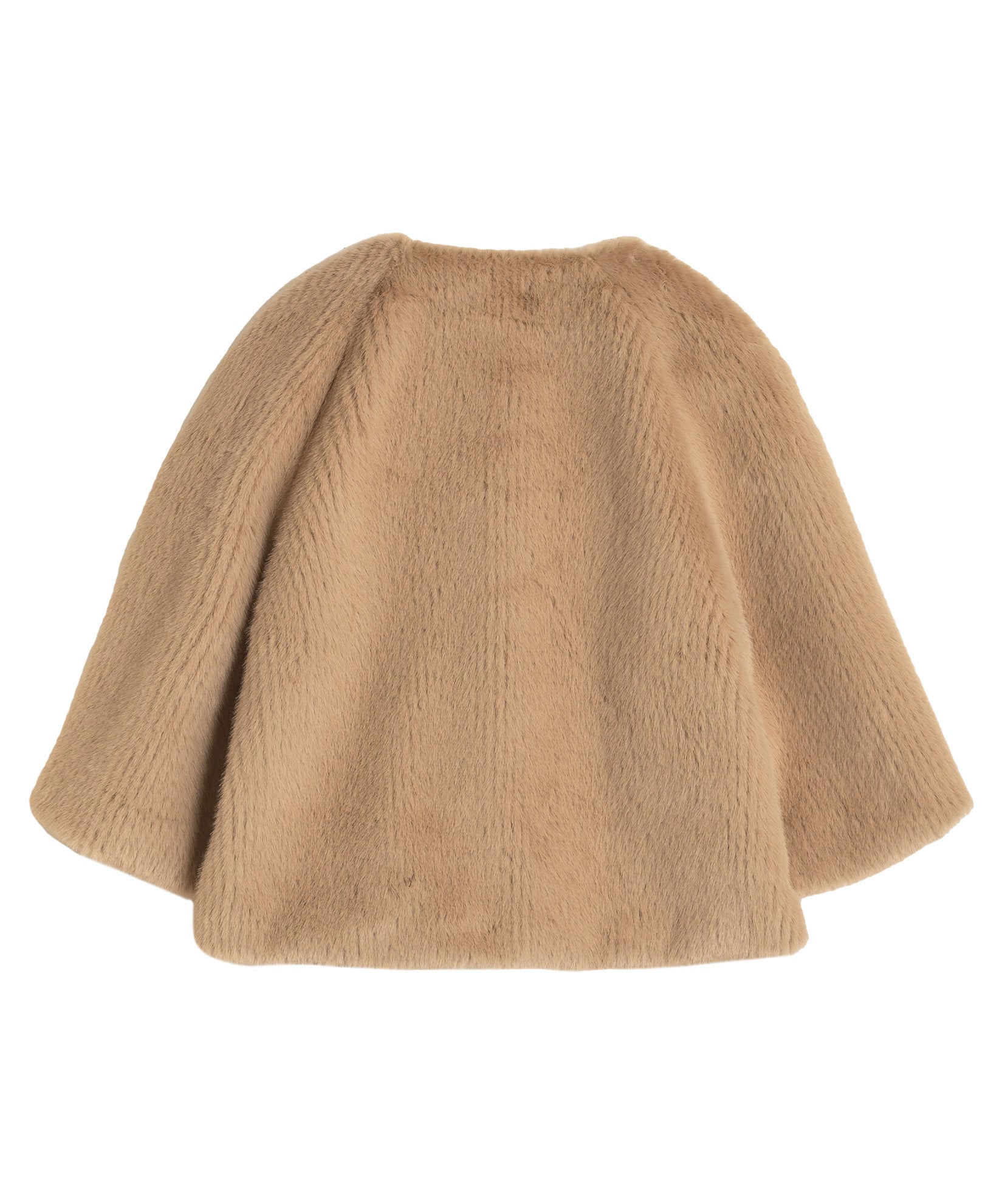 Collarless Fur Jacket With Raglan Sleeves - Image 14