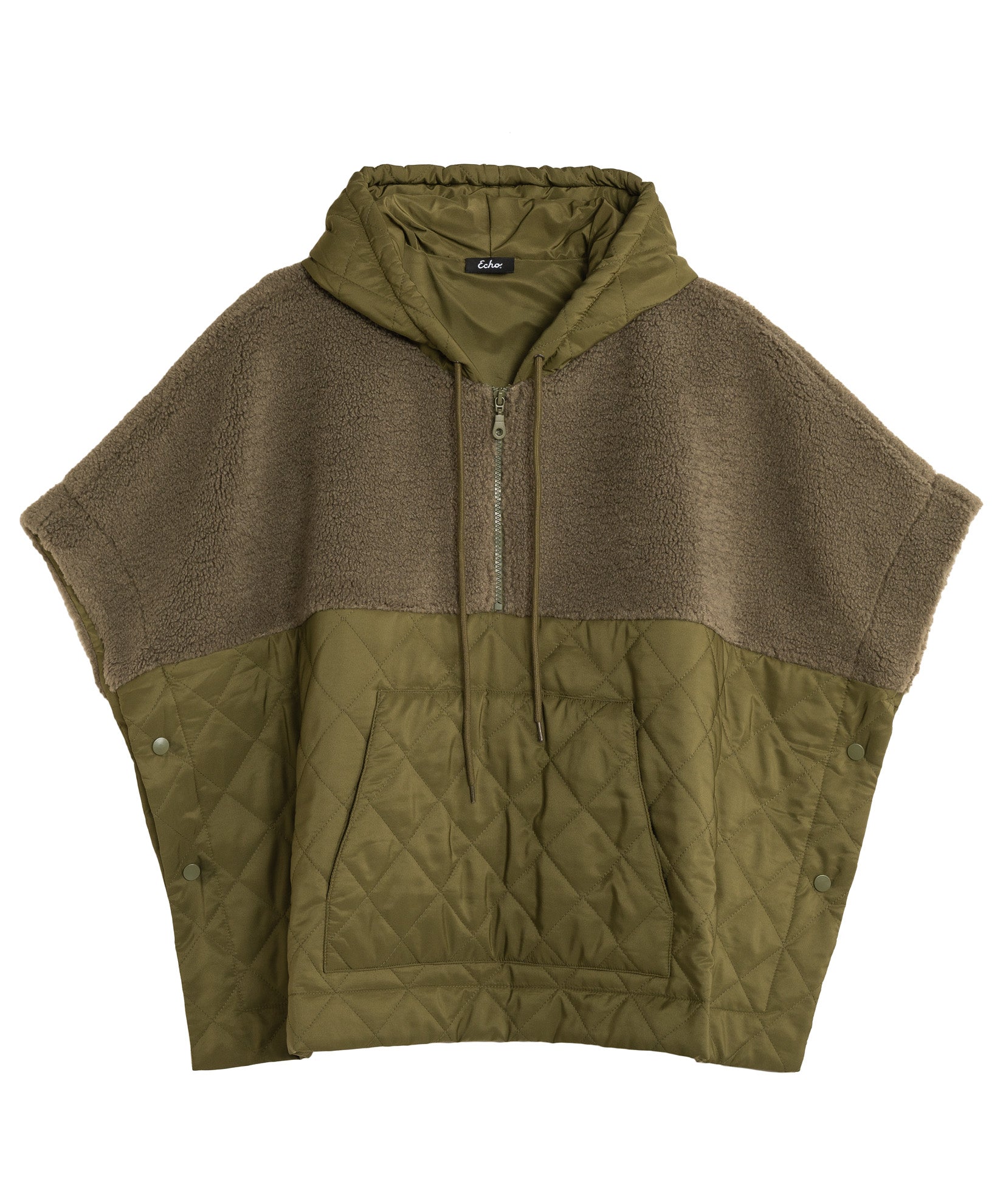 Combo Quilted Hooded Poncho
