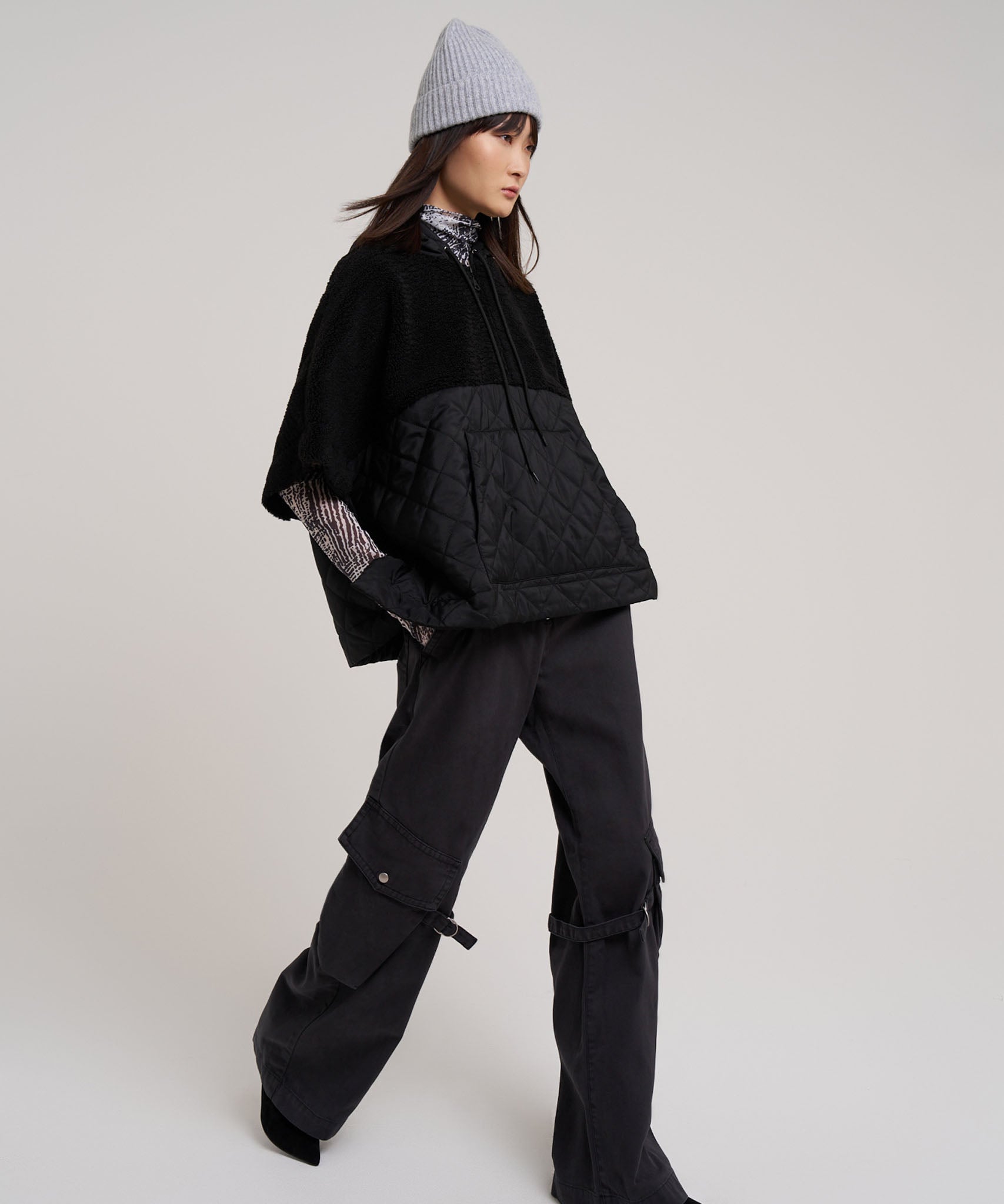 Combo Quilted Hooded Poncho - Image 13