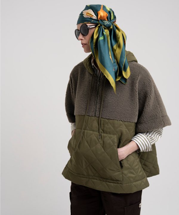 Combo Quilted Hooded Poncho - Image 2