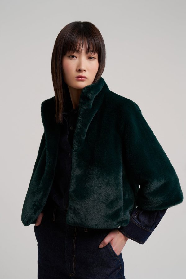 Sheared Mink Faux Fur Jacket - Image 2