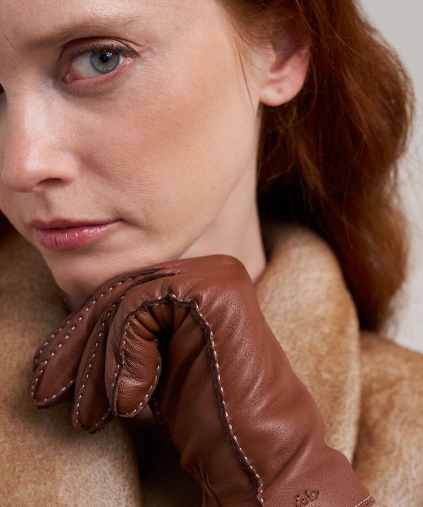Stitch Detail Leather Glove - Image 4