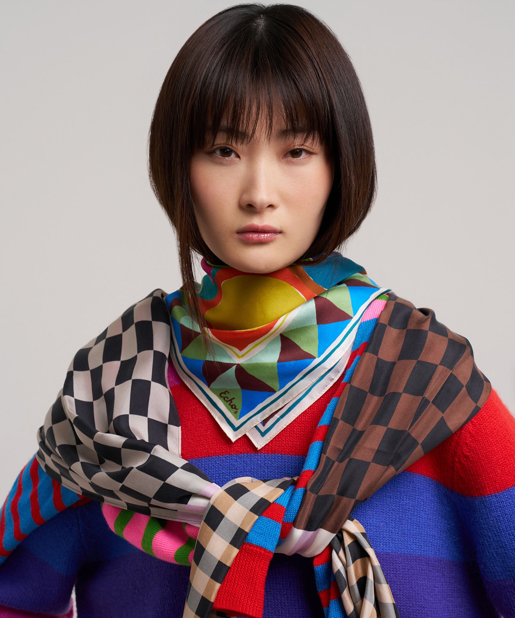 Checks Checks Silk Oblong Scarf - Image 2