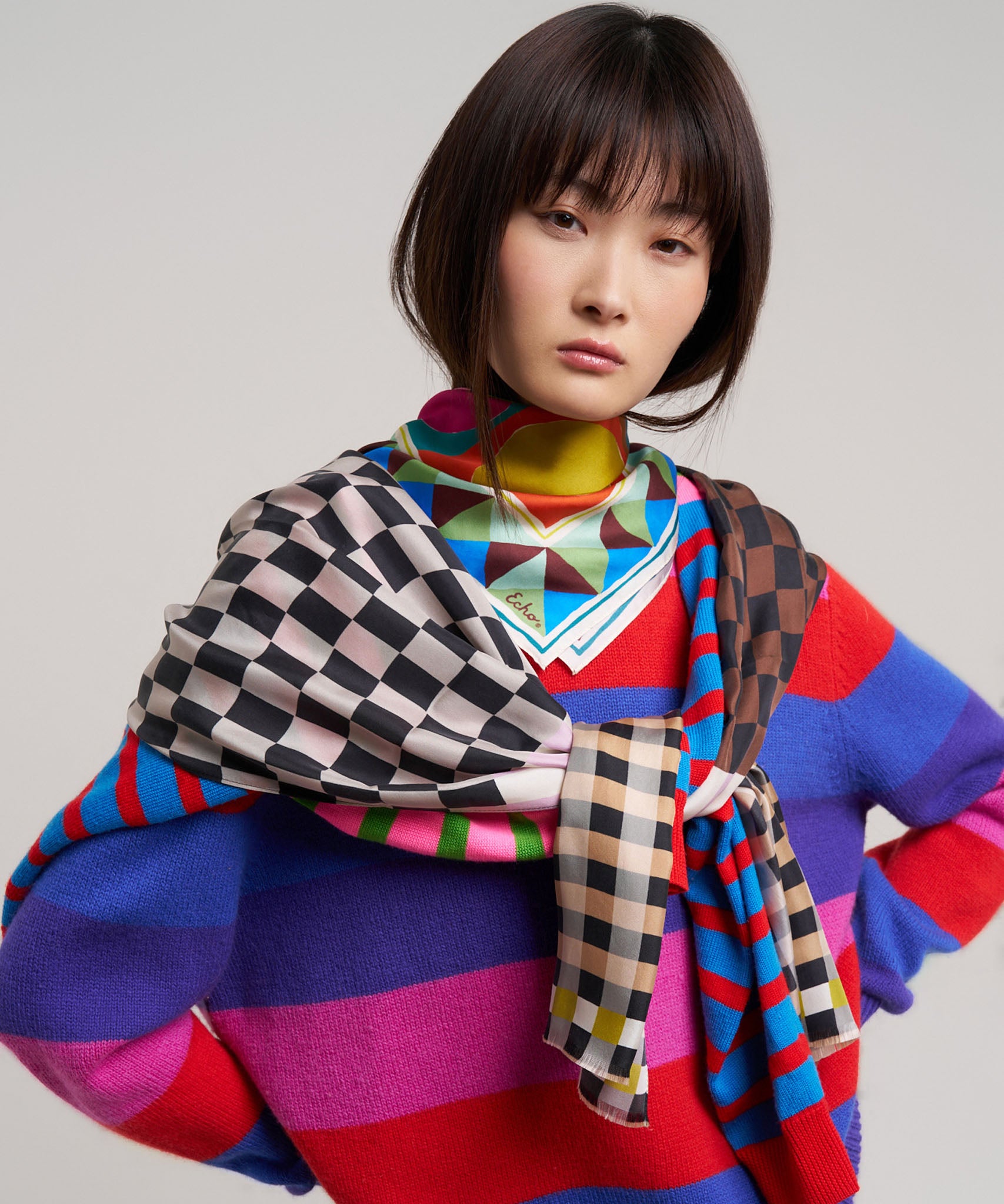 Checks Checks Silk Oblong Scarf - Image 14