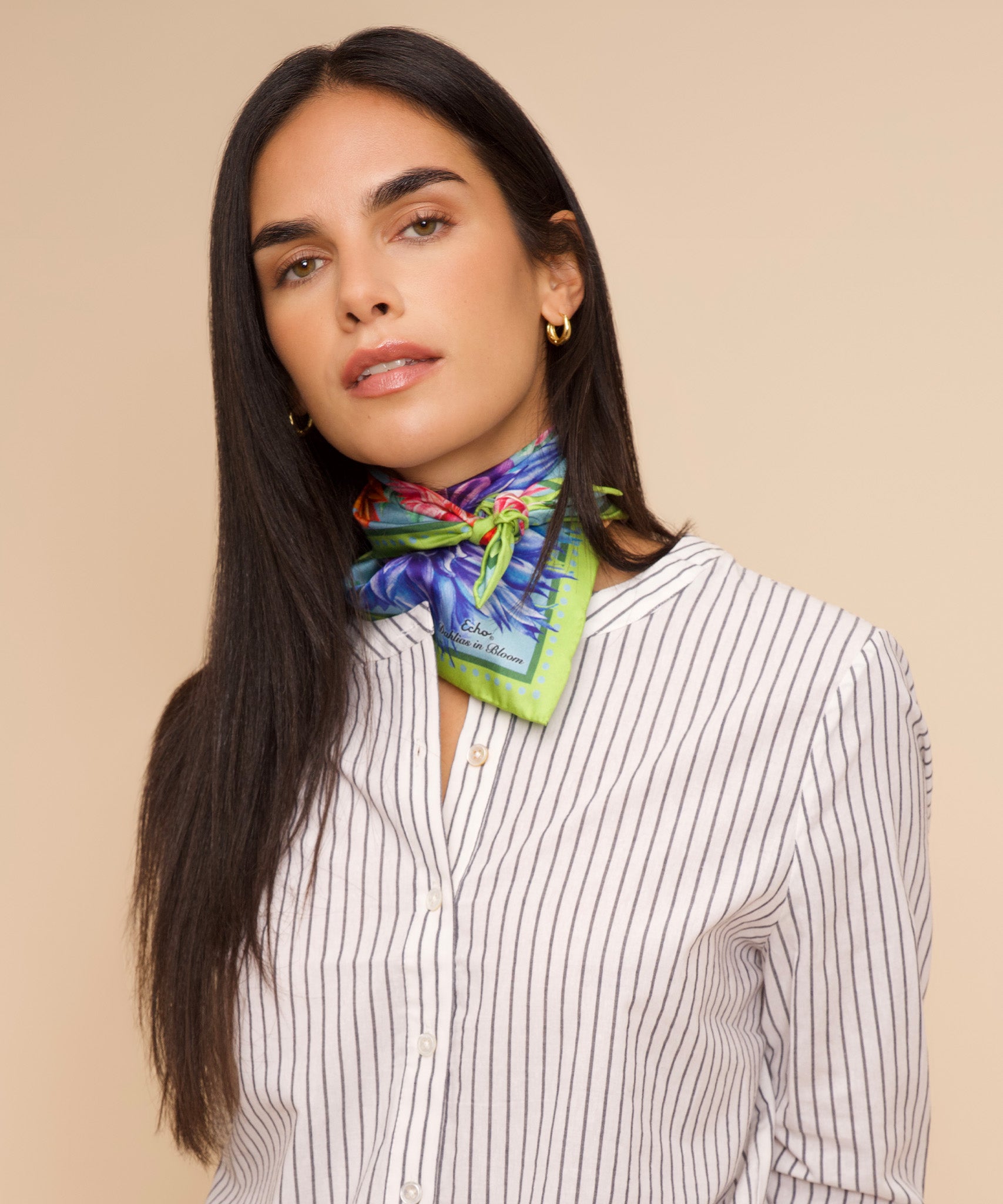Dahlias In Bloom 23 Silk Bandana - Image 2