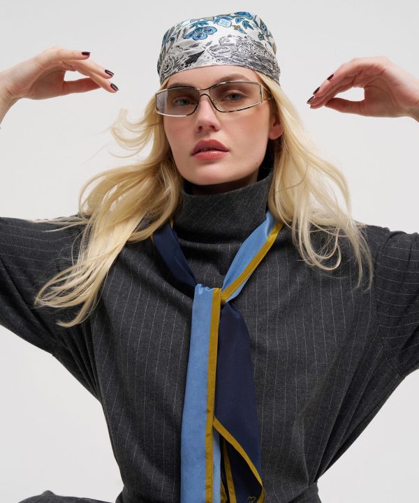 Colorblock Silk Bias Scarf - Image 7