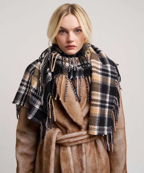 Vintage Plaid Side Fringe Scarf - Image 2